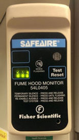 Fisher Scientific Safeaire fume hood monitor